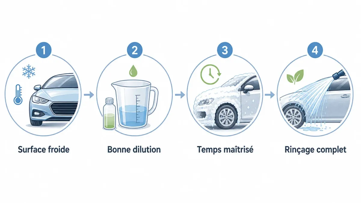 Checklist illustrée des étapes d’utilisation d’une mousse active