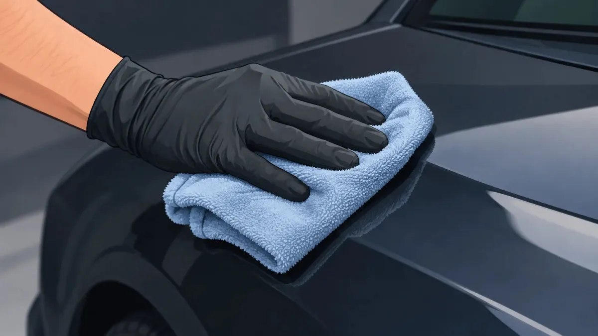 Essuyage délicat d’une carrosserie avec une microfibre propre