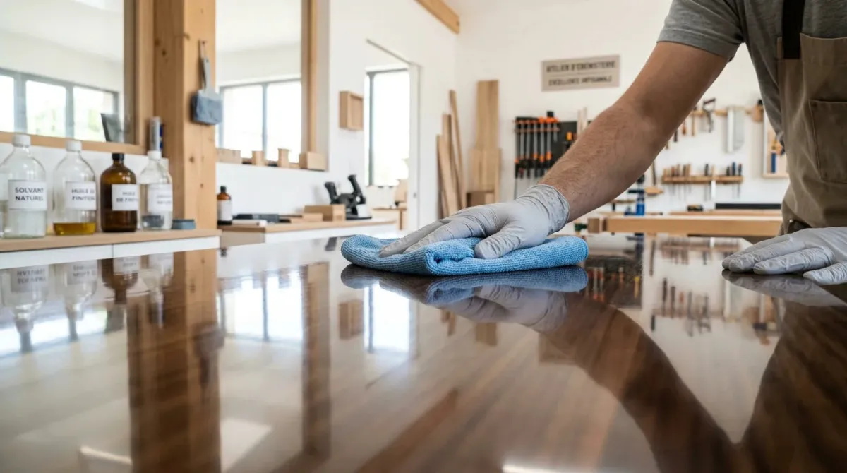 Nettoyage d'une surface brillante avec un chiffon microfibre