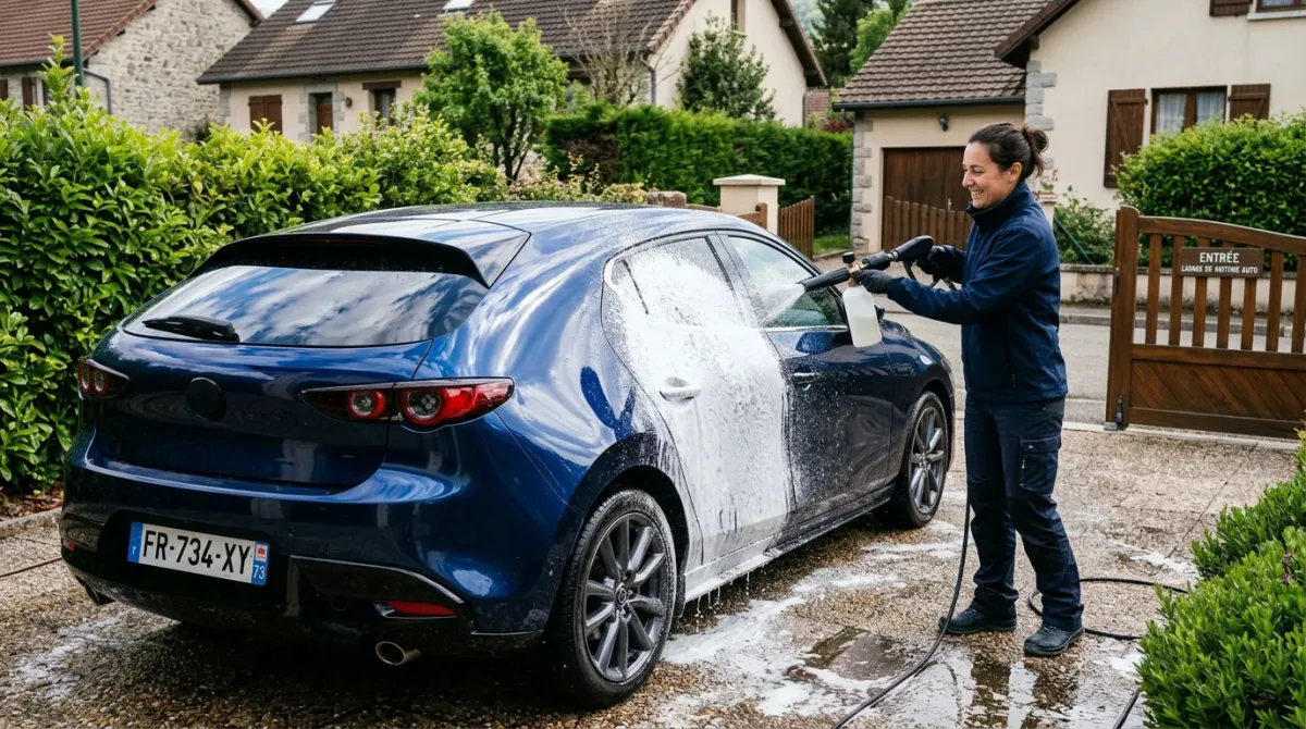 Application de mousse active sur la carrosserie d'une voiture