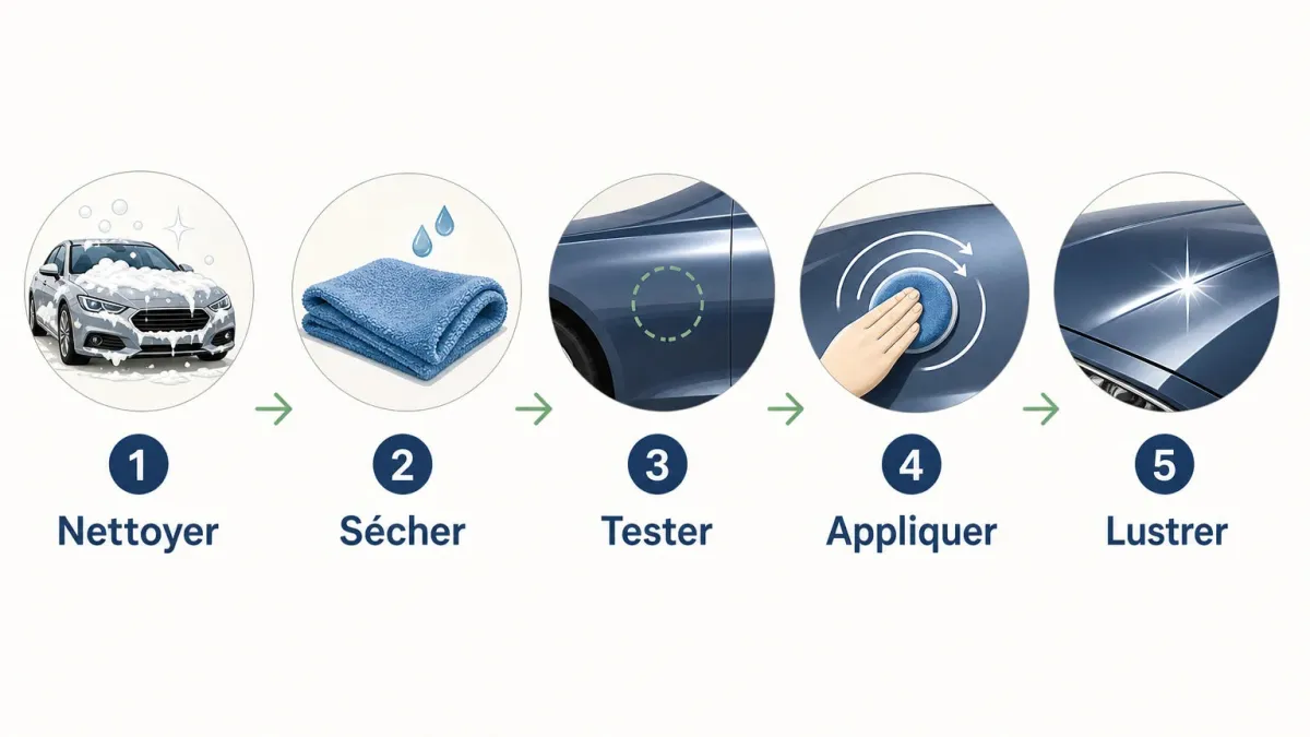 Checklist illustrée pour appliquer un rénovateur de peinture automobile